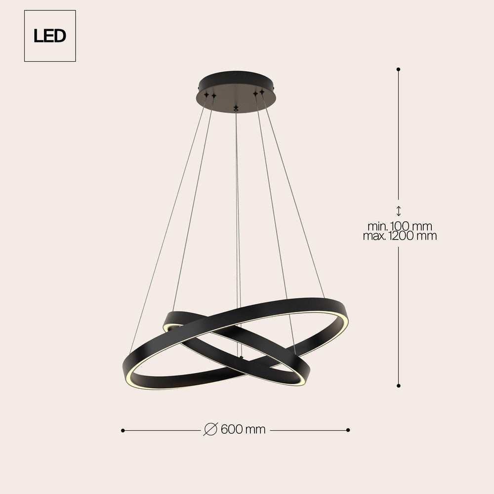 Rim Two Way Pendant Lamp In Black - Medium (Warm Tones)-Maytoni-South Charlotte Fine Lighting