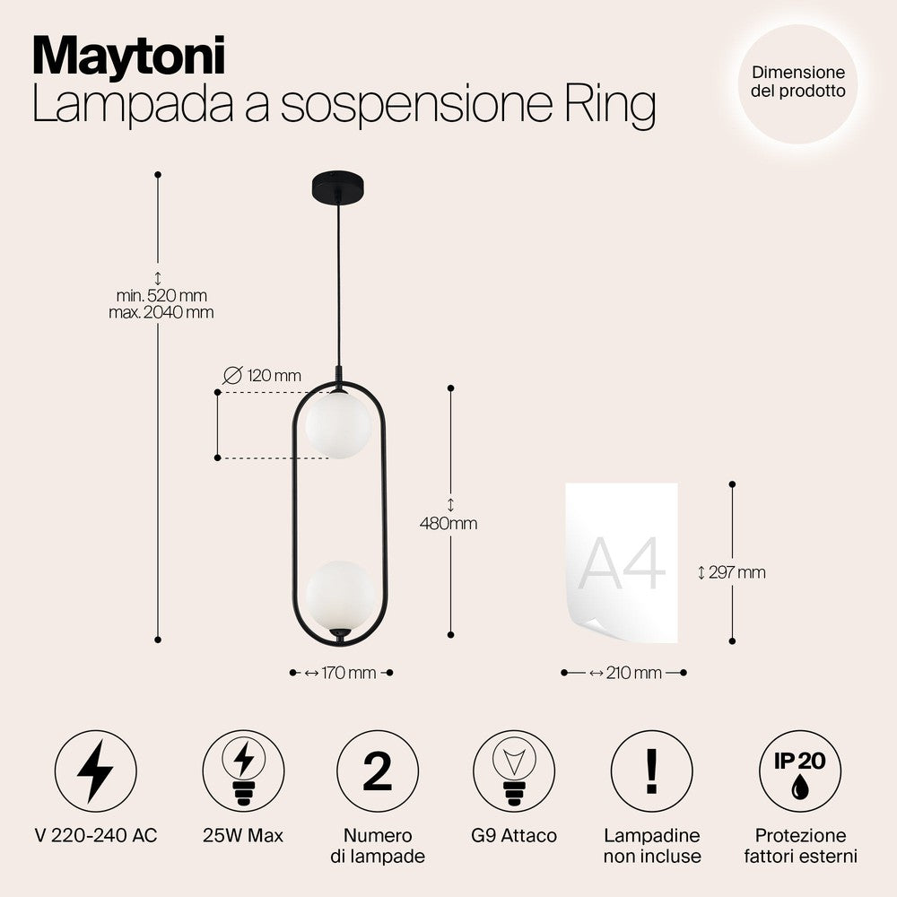 Ring Pendant Lamp In Black-Maytoni-South Charlotte Fine Lighting