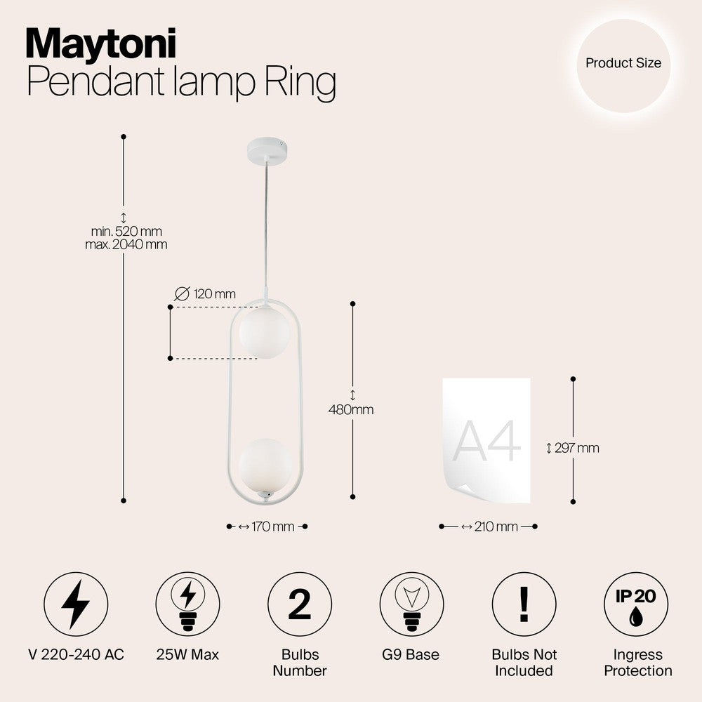 Ring Pendant Lamp In White-Maytoni-South Charlotte Fine Lighting