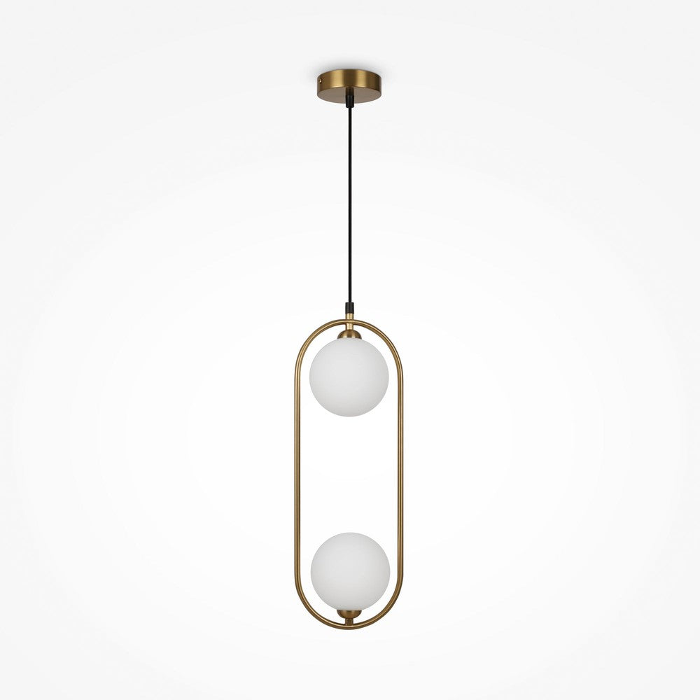 Ring Pendant Lamp With Brass Styling And White Lampshade-Maytoni-South Charlotte Fine Lighting