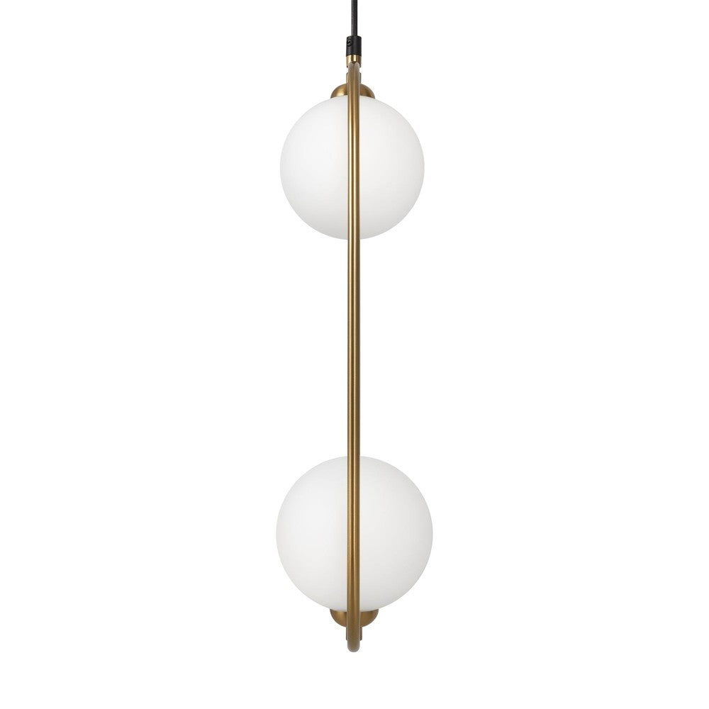 Ring Pendant Lamp With Brass Styling And White Lampshade-Maytoni-South Charlotte Fine Lighting