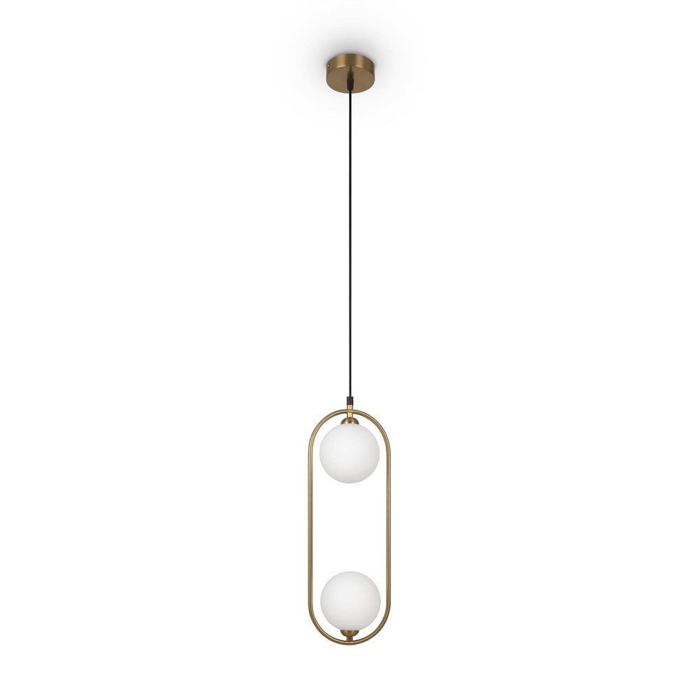 Ring Pendant Lamp With Brass Styling And White Lampshade-Maytoni-South Charlotte Fine Lighting