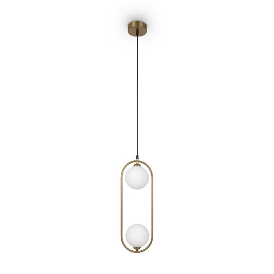 Ring Pendant Lamp With Brass Styling And White Lampshade-Maytoni-South Charlotte Fine Lighting