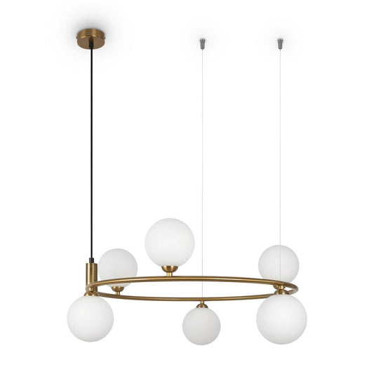 Ring Six Way Pendant Lamp With Brass Styling-Maytoni-South Charlotte Fine Lighting