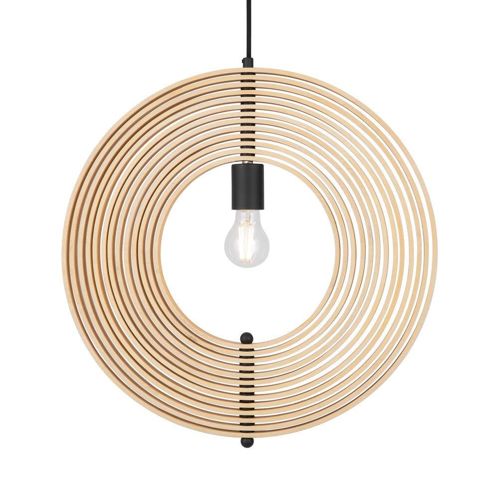 Roots Circular Pendant Lamp With Beige Wooden Shade - Large-Maytoni-South Charlotte Fine Lighting