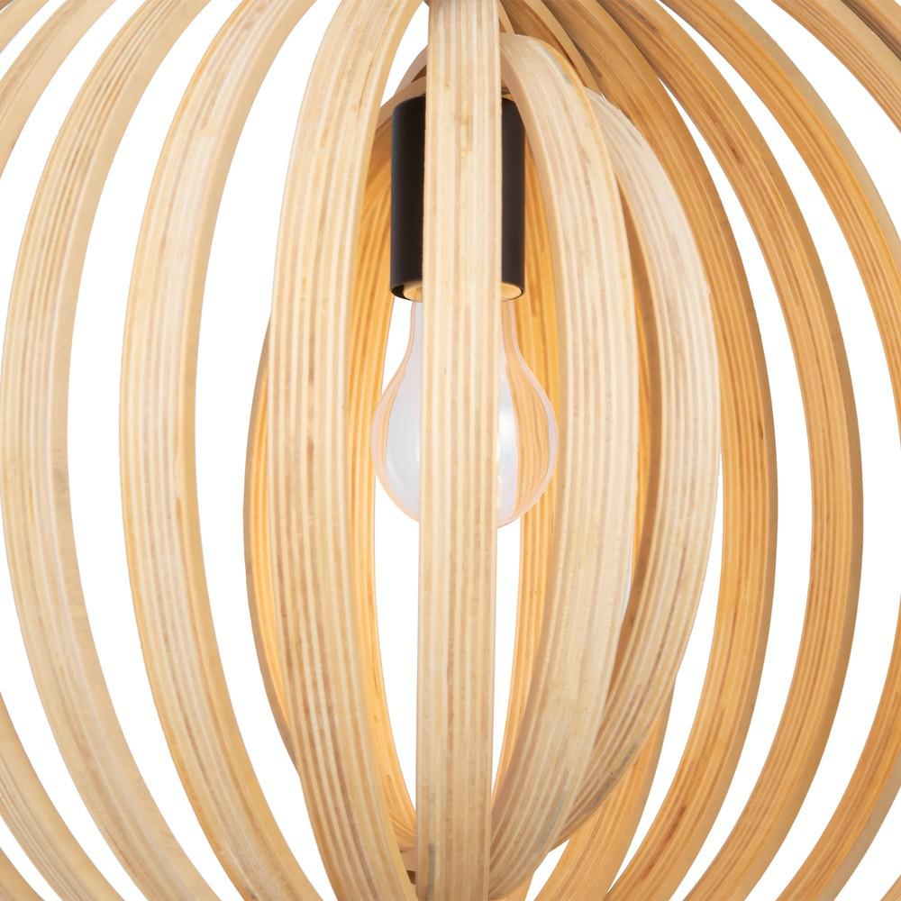 Roots Circular Pendant Lamp With Beige Wooden Shade - Large-Maytoni-South Charlotte Fine Lighting