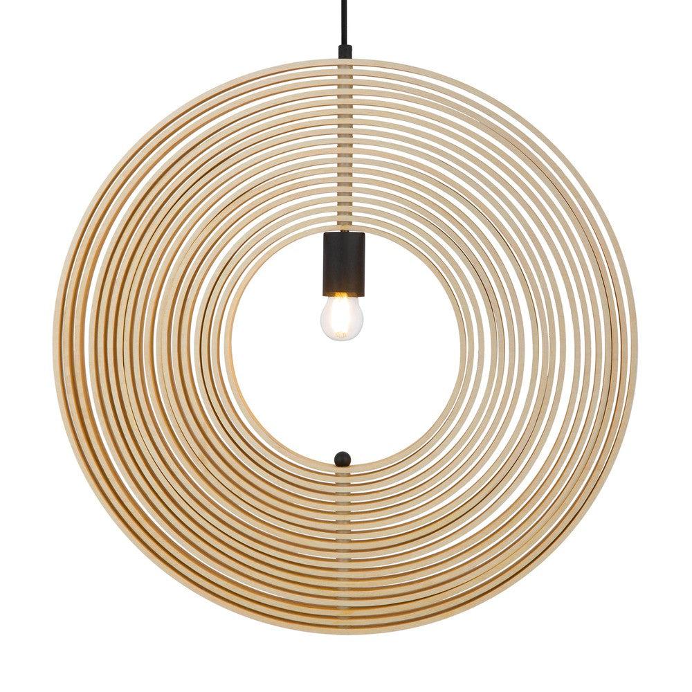 Roots Circular Pendant Lamp With Beige Wooden Shade-Maytoni-South Charlotte Fine Lighting