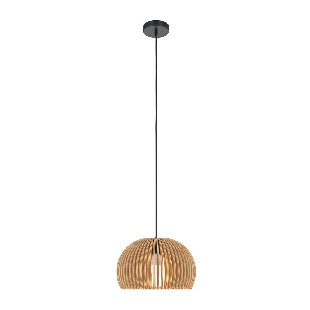 Roots Long Pendant Light With Beige Wooden Lampshade-Maytoni-South Charlotte Fine Lighting