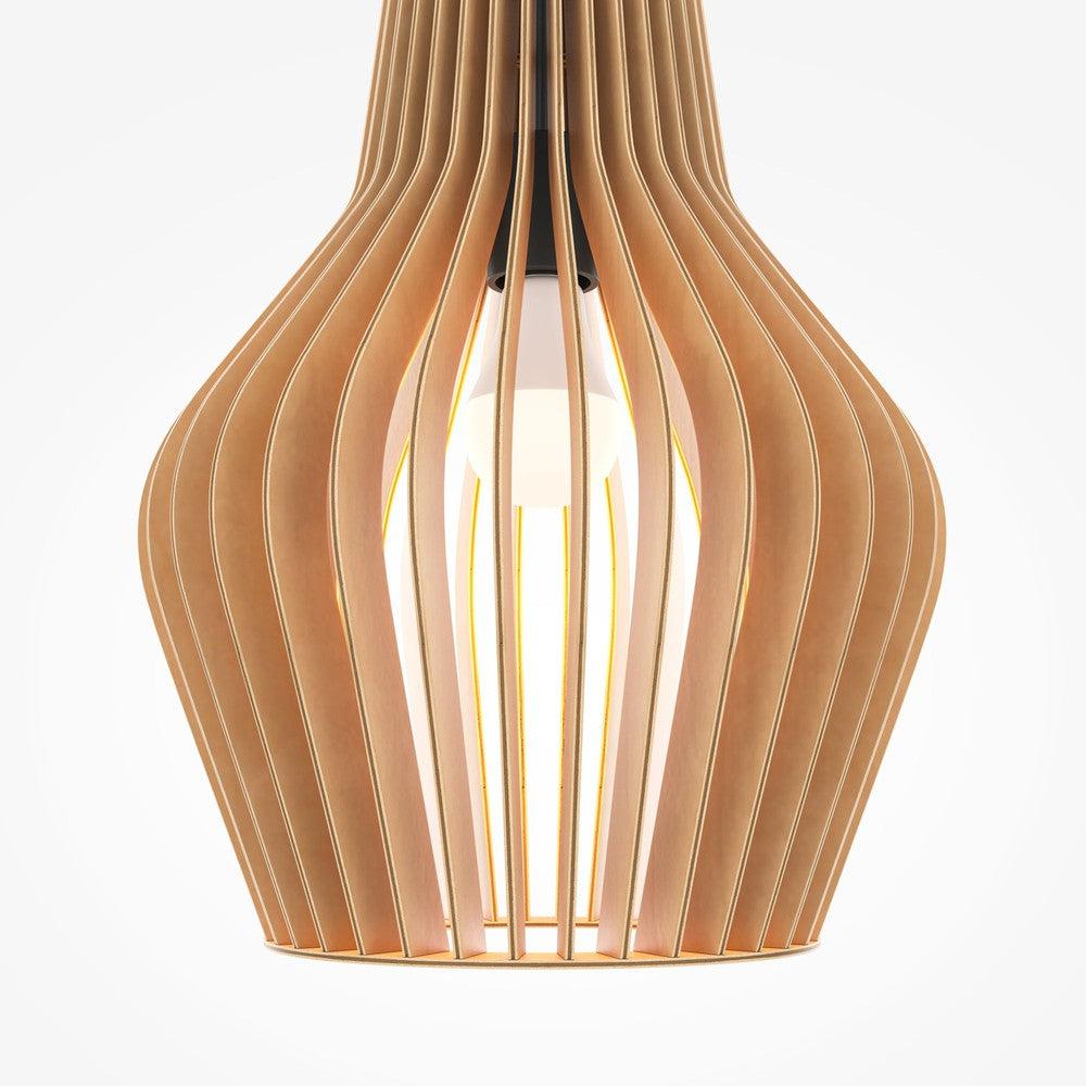 Roots Minima Pendant Lamp With Wooden Lampshade-Maytoni-South Charlotte Fine Lighting