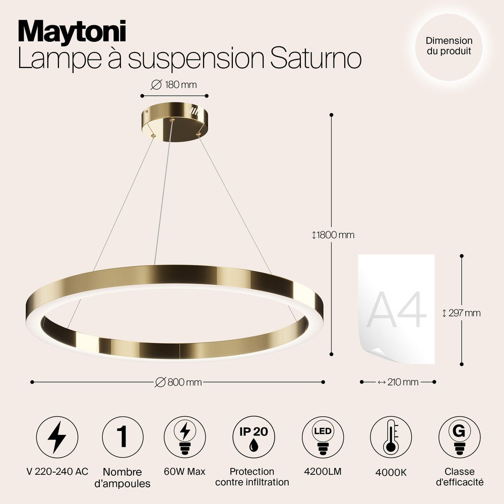 Saturno Pendant Lamp With Brass Styling - Large-Maytoni-South Charlotte Fine Lighting