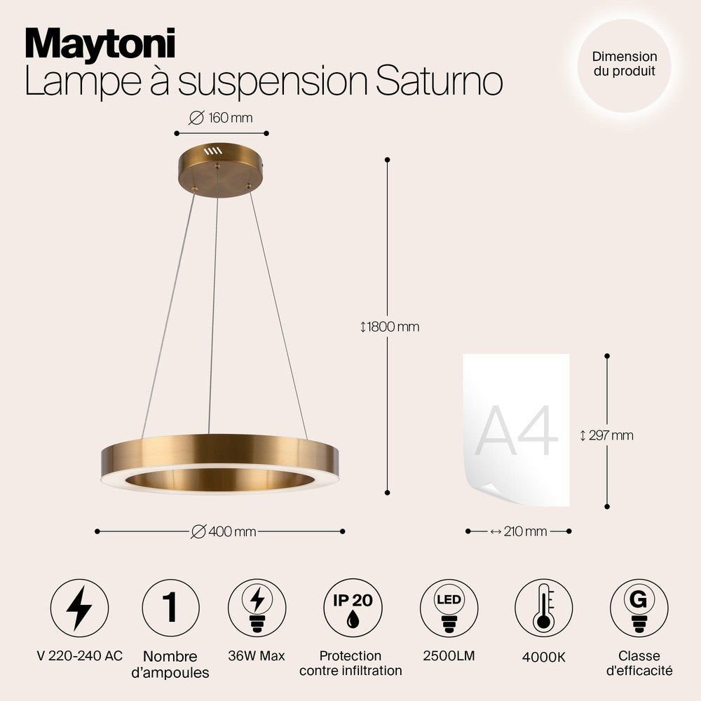 Saturno Pendant Lamp With Brass Styling - Small-Maytoni-South Charlotte Fine Lighting