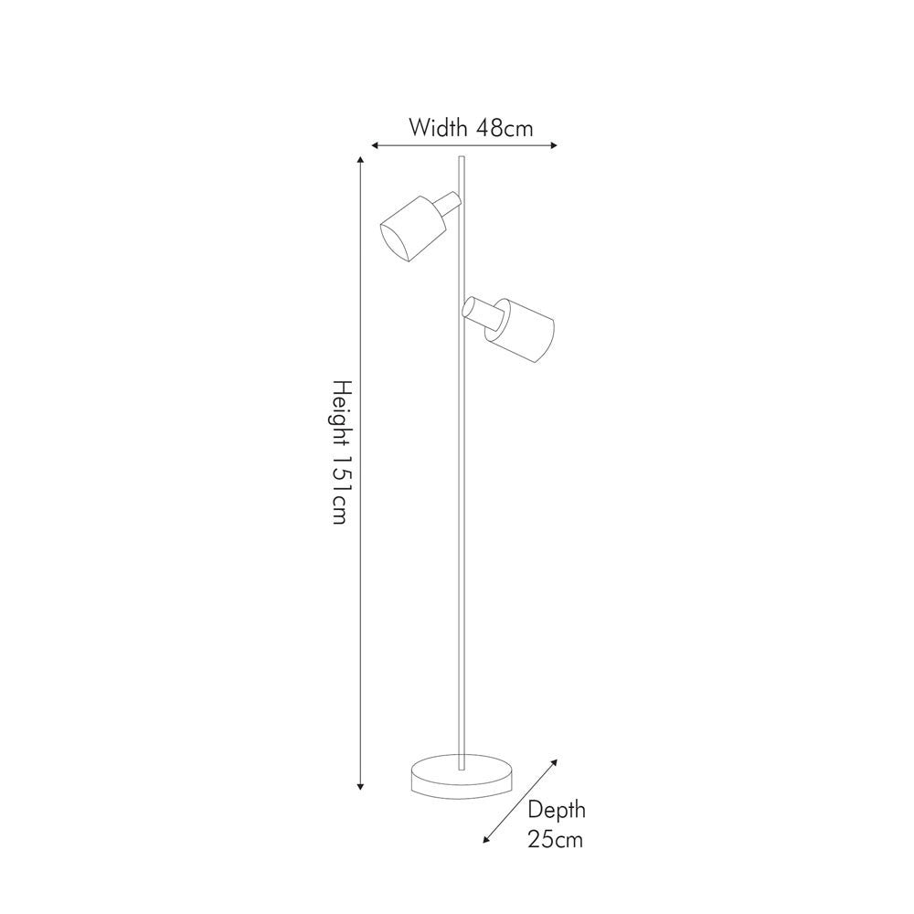 Sizes for the Aaron floor light with reading light