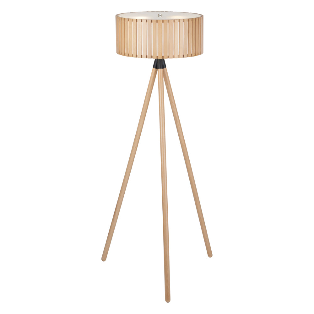 The Rabanne is a tripod stand lamp made from wood