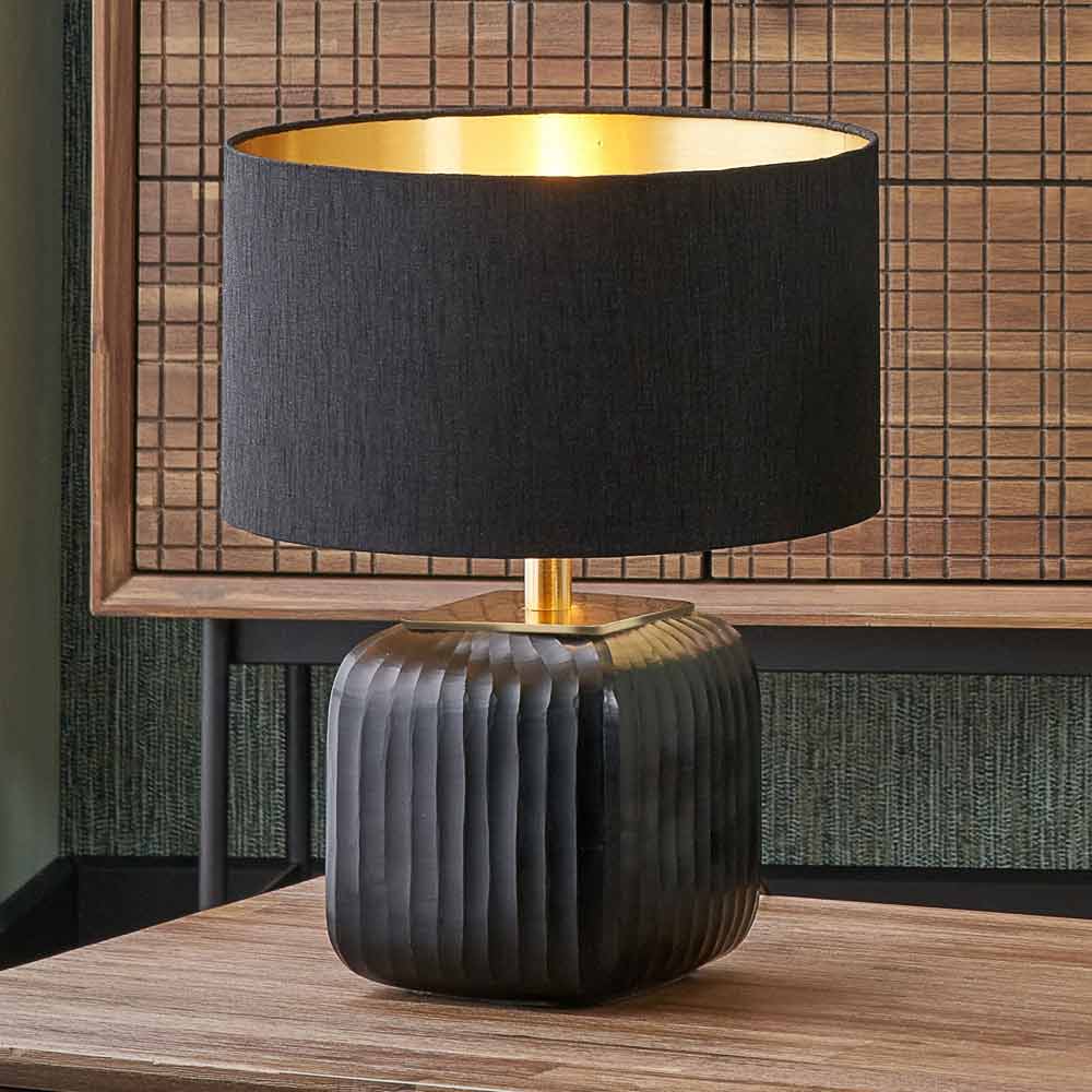Lifestyle image of table lamp black and optional black lampshade