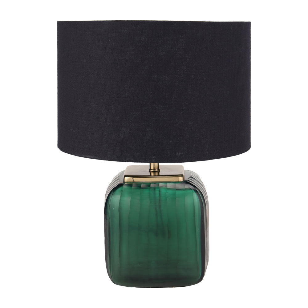 Table lamp with green glass and optional black lampshade