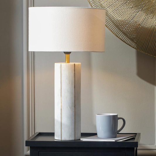The Venetia is a contemporary marble table lamp for your living room