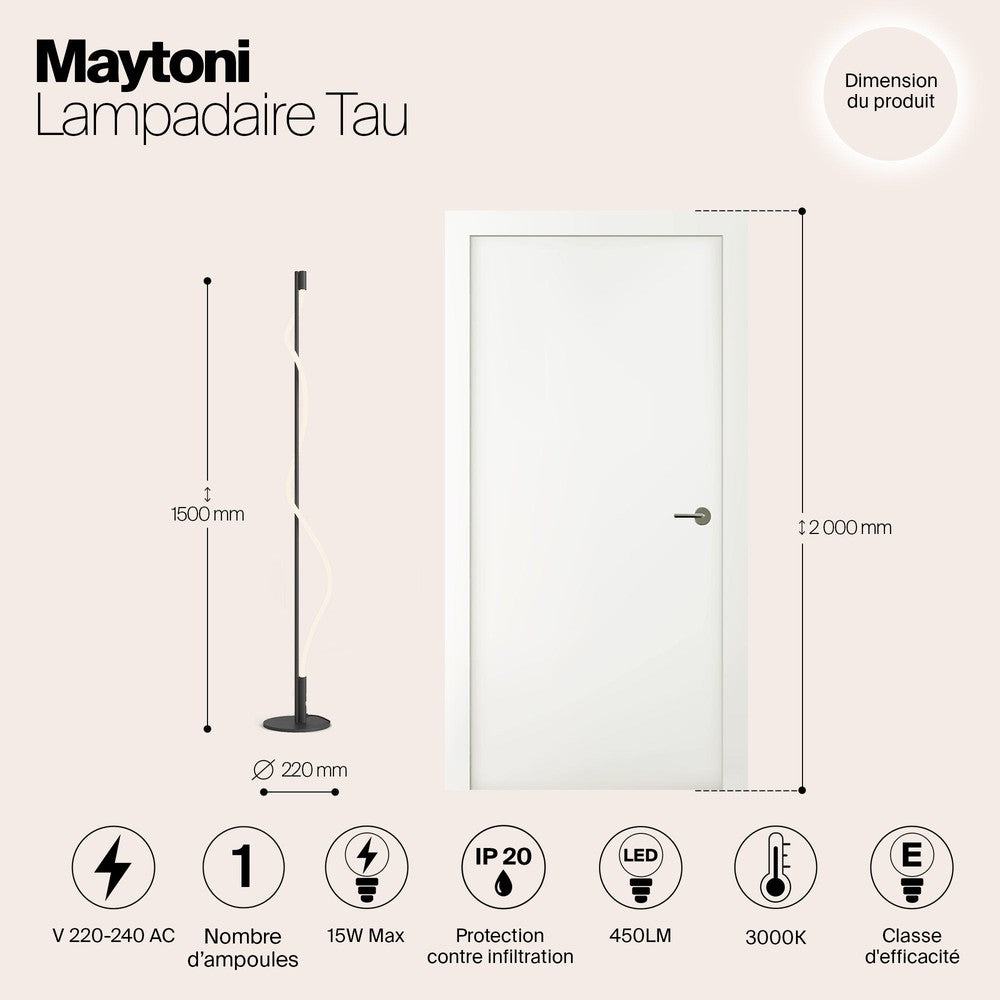 Tau Floor Lamp In Black-Maytoni-South Charlotte Fine Lighting