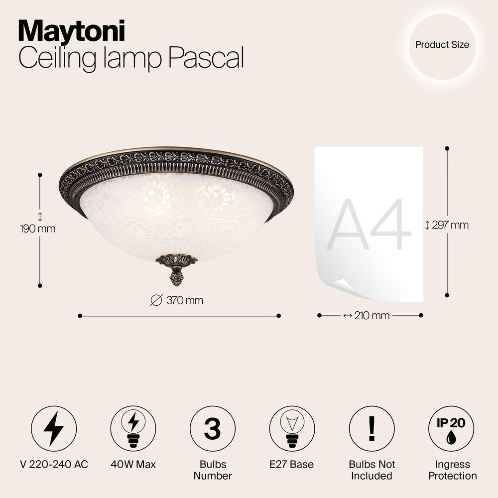 Pascal Bronze Ceiling Lamp-Maytoni-South Charlotte Fine Lighting