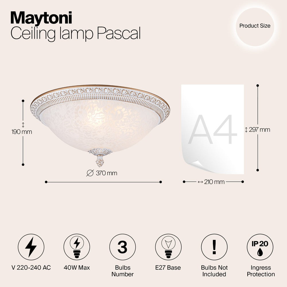 Pascal White And Gold Ceiling Lamp-Maytoni-South Charlotte Fine Lighting