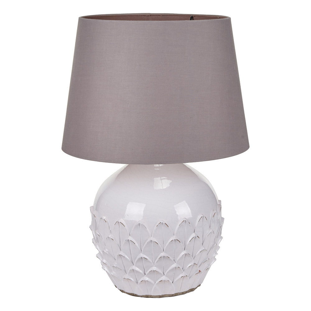 Willow terracotta table lamp with the optional neutral lampshade