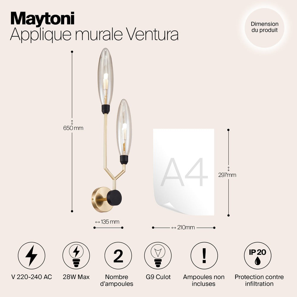 Ventura Wall Lamp With Gold Styling-Maytoni-South Charlotte Fine Lighting