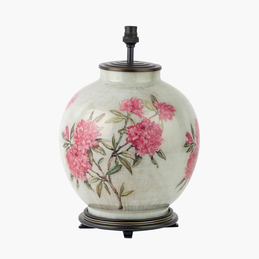 Rhododendron large glass table lamp base is a vintage floral table lamp