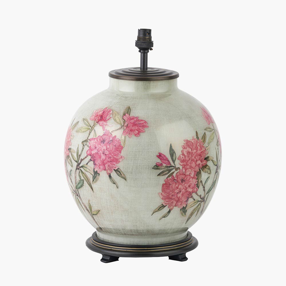 Side view of vintage floral table lamp base