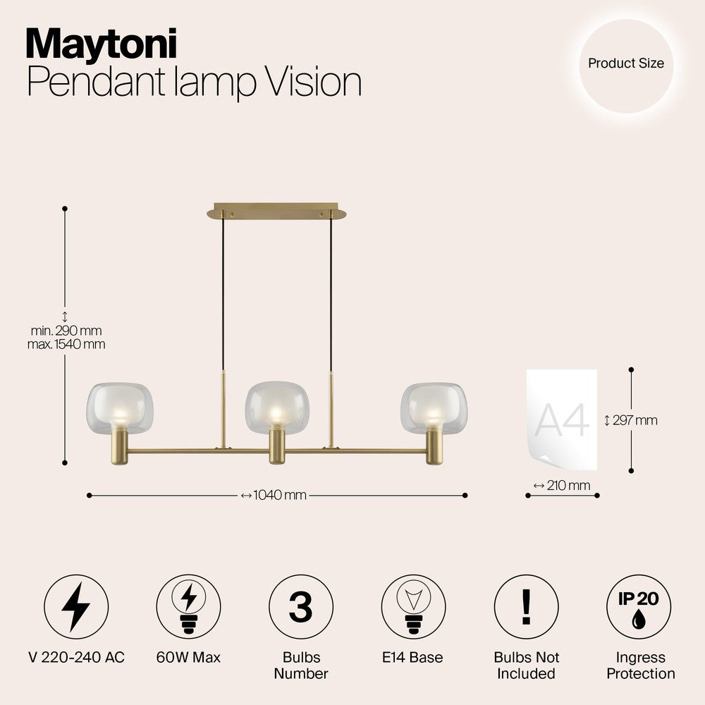 Vision Pendant Lamp With Gold Styling-Maytoni-South Charlotte Fine Lighting