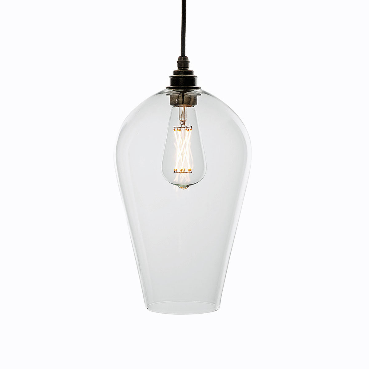 Clear glass version of the Waterloo pendant light sold by South Charlotte Fine Lighting