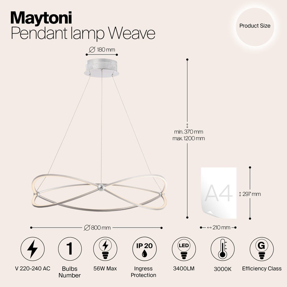 Weave Pendant Lamp With Nickel Styling-Maytoni-South Charlotte Fine Lighting