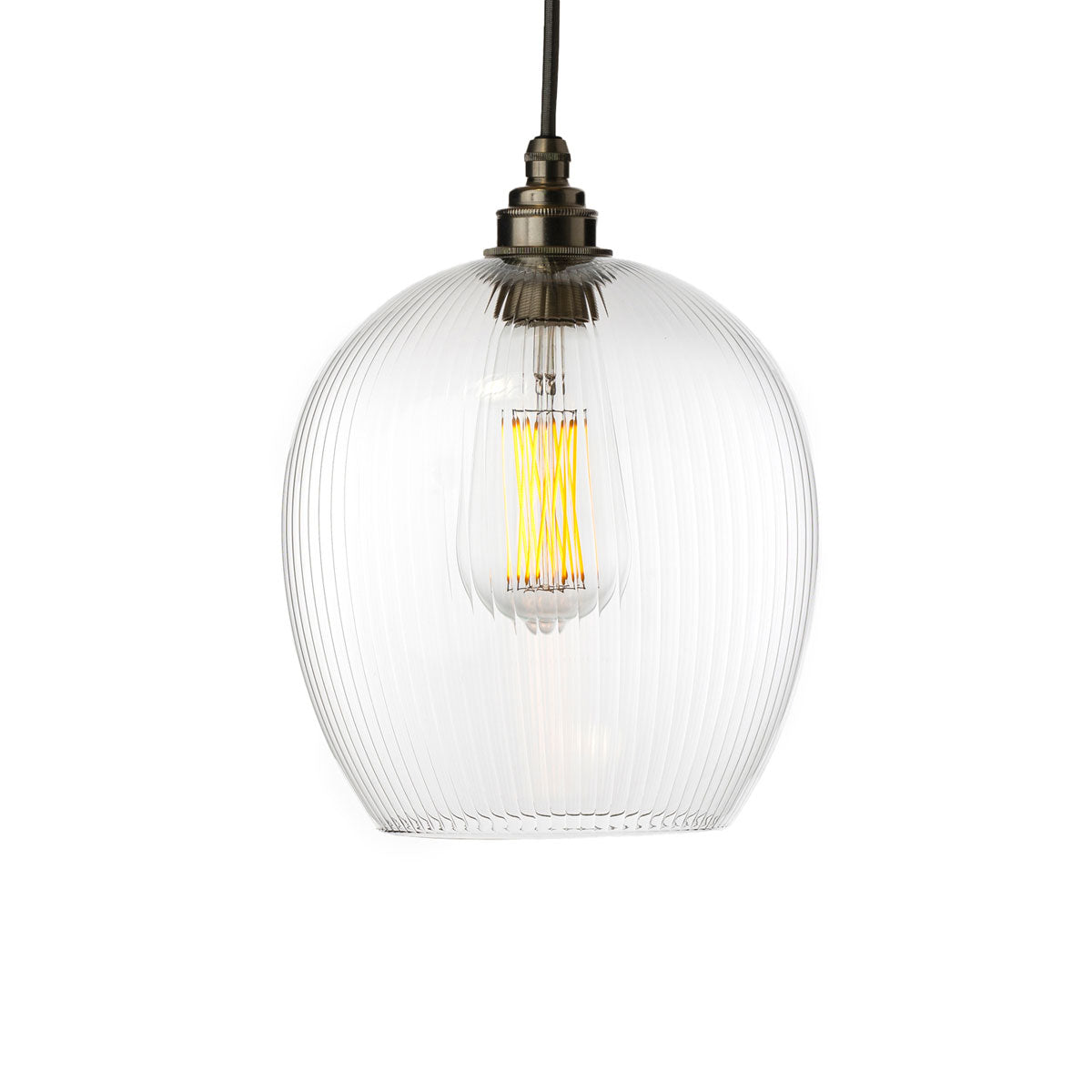 Fine ribbed Wimbledon style designer pendant lighting, made by Leverint and sold by South Charlotte Fine LIghting