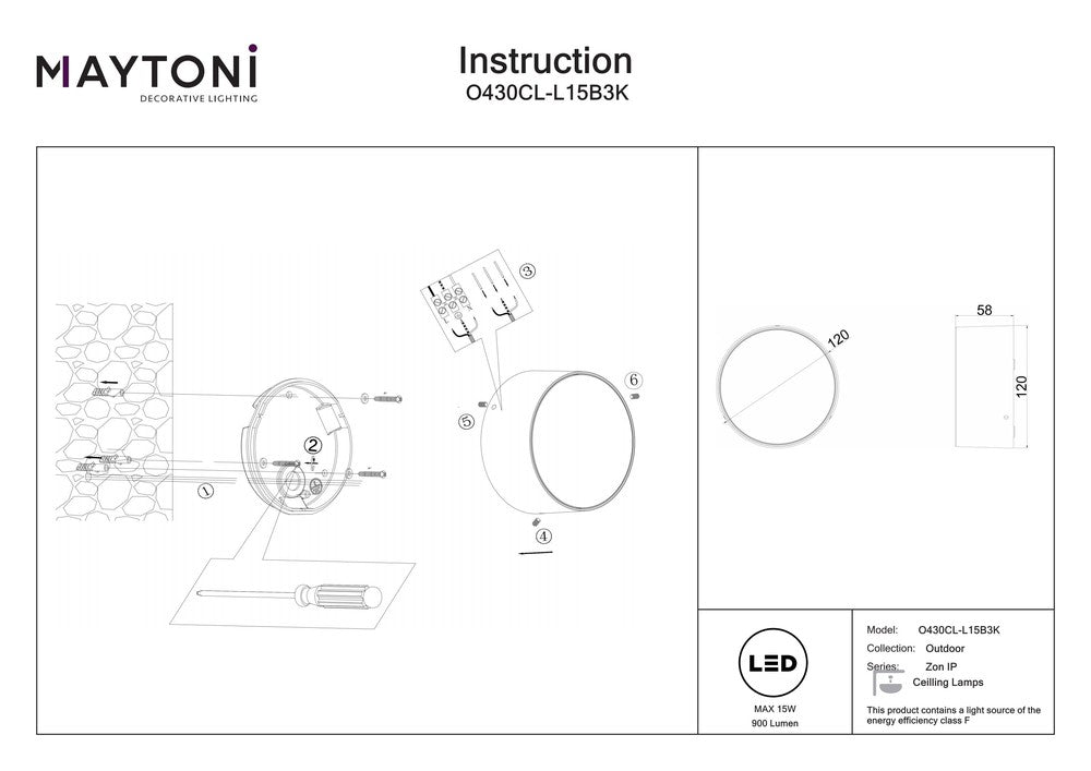 Zon IP Ceiling Lamp Black-Maytoni-South Charlotte Fine Lighting