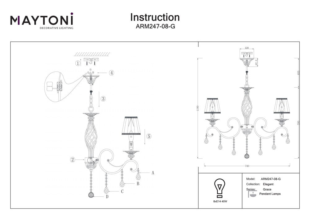 Grace Chandelier Medium-Maytoni-South Charlotte Fine Lighting