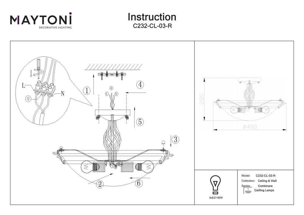 Combinare Ceiling Lamp-Maytoni-South Charlotte Fine Lighting