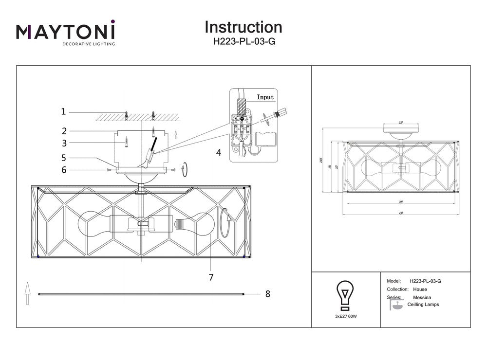 Messina Ceiling Light Medium-Maytoni-South Charlotte Fine Lighting