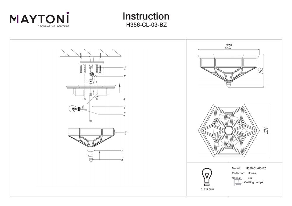 Zeil Ceiling Lamp-Maytoni-South Charlotte Fine Lighting