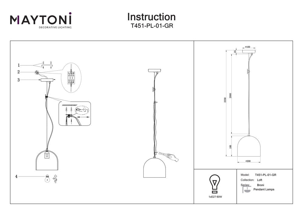 Broni Dome Pendant Lamp-Maytoni-South Charlotte Fine Lighting