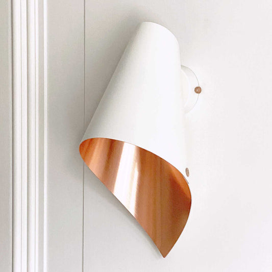 ARCFORM ARC Wall Light in white and brushed copper, supplied by South Charlotte Fine Lighting