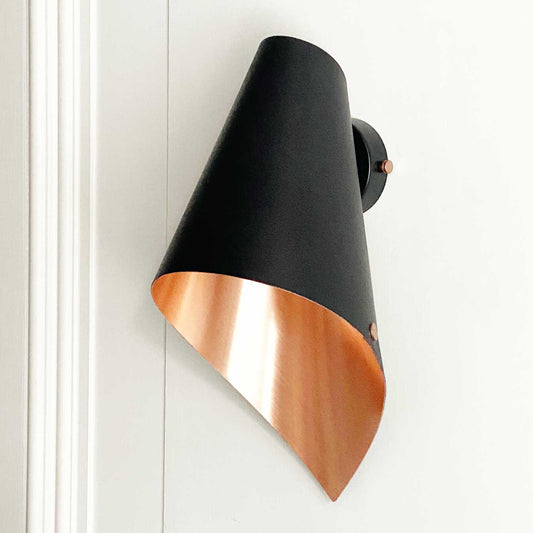 Luxury ARC Wall light in black and brushed copper, supplied by South Charlotte Fine lighting