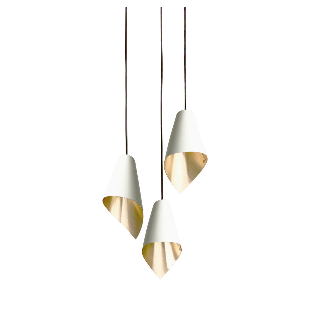 Arcform ARC 3 Pendant lights in white and brushed brass - supplied by South Charlotte Fine Lighting